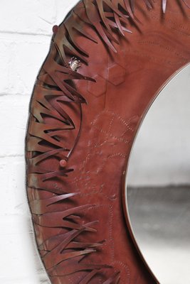 Sculptural Free Form Leather Mirror, France, 1990s-WUY-1068992