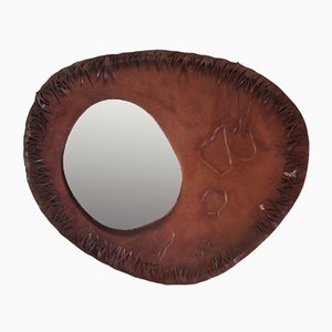 Sculptural Free Form Leather Mirror, France, 1990s-WUY-1068992