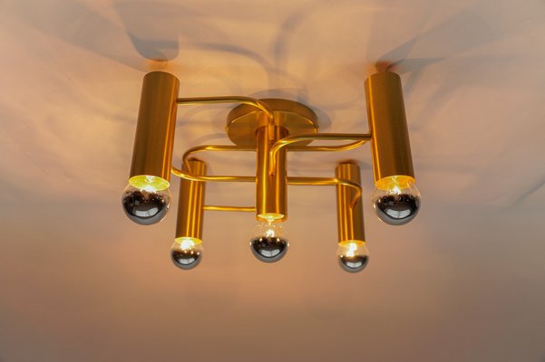 Sculptural Gold Wall Light or Flush Mount from Leola, Germany, 1970s-KQB-1742714