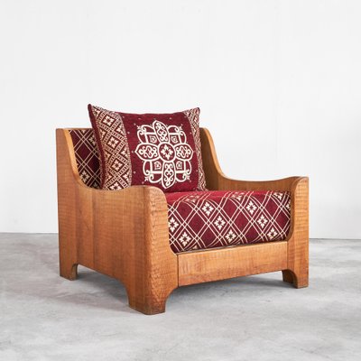 Sculptural Lounge Chair in Oak, 1940s-LPQ-1757607