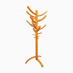 Sculptural Orange Lacquered Wooden Coat Rack by Bruce Tippett Renna-FGA-923300