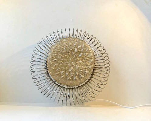 Sculptural Scandinavian Wall Sconce in Chrome & Pressed Glass, 1970s-LCR-841634