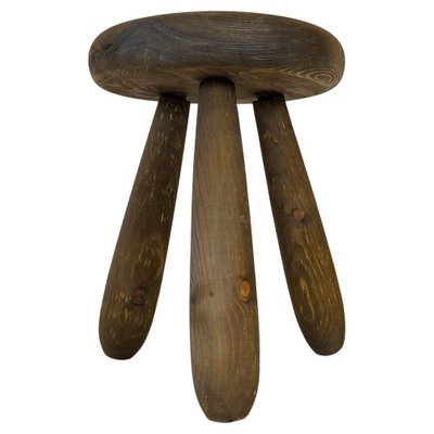 Sculptural Stool in Stained Pine Attributed to Ingvar Hildingsson, Sweden, 1970s-UYK-1256825