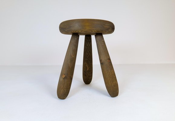 Sculptural Stool in Stained Pine Attributed to Ingvar Hildingsson, Sweden, 1970s-UYK-1256825