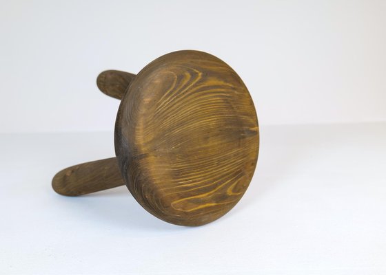 Sculptural Stool in Stained Pine Attributed to Ingvar Hildingsson, Sweden, 1970s-UYK-1256825