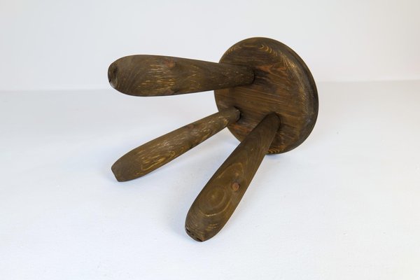 Sculptural Stool in Stained Pine Attributed to Ingvar Hildingsson, Sweden, 1970s-UYK-1256825