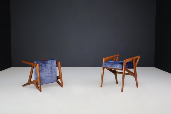 Sculptural Stools in Walnut attributed to Gio Ponti for Cassina, Italy, 1950s, Set of 2-TRW-1803326