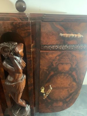 Sculptural Walnut Sideboard and Mirror, 1920s-IJR-867710