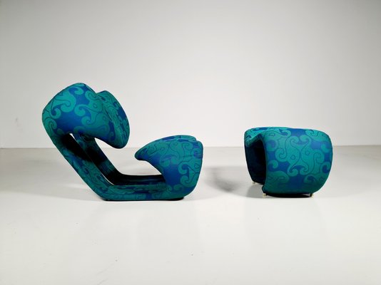 Sculpture 190 Lounge Chair with Ottoman Set by Vittorio Introini for Saporiti, 1970s, Set of 2-UJI-1076457