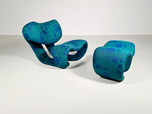 Sculpture 190 Lounge Chair with Ottoman Set by Vittorio Introini for Saporiti, 1970s, Set of 2-UJI-1076457