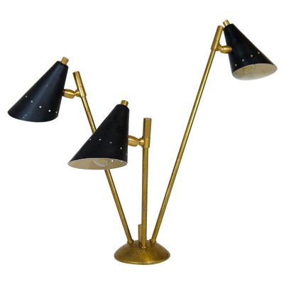 Sculpture Italian Modern Brass and Metal Table Lamp in the style of Stilnovo, 1980s-UYK-1371217