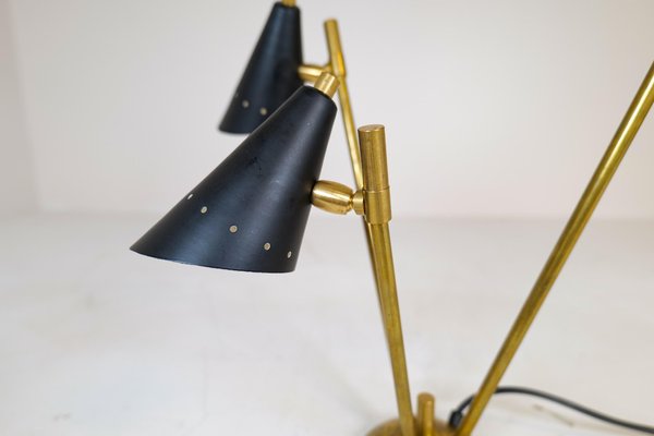 Sculpture Italian Modern Brass and Metal Table Lamp in the style of Stilnovo, 1980s-UYK-1371217