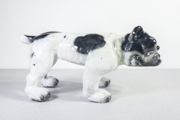 Sculpture of Bulldog in Glazed Terracotta, France, 1920s-OJE-1718828