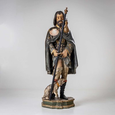 Sculpture of St. Roch with Dog, 1800s, Wood-VEI-2021321