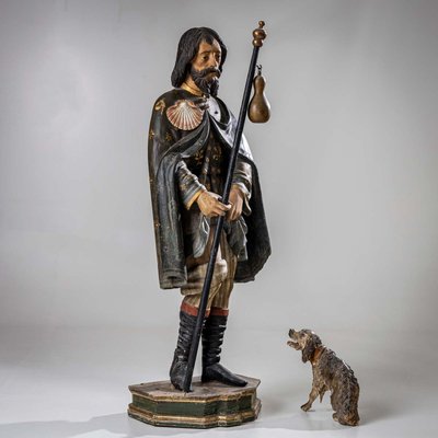 Sculpture of St. Roch with Dog, 1800s, Wood-VEI-2021321