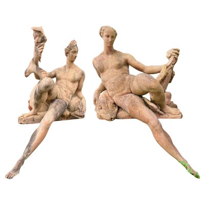 Sculptures Naiad Teti and Naiad Doris (7 in the World) Terracotta, Set of 2-FDW-2026707