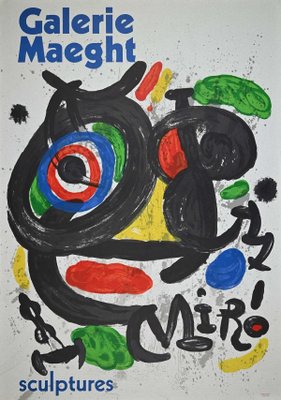 Sculptures, Vintage Poster After Mirò Lithograph from Galerie Maeght, 1970s-ZCI-942584