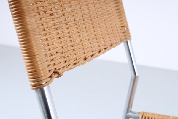 SE 05 Rattan and Chrome Dining Chair by Martin Visser for T Spectrum, 1960s-XT-1432071