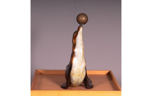 Sea Lion Sculpture in Wood & Bronze-SRP-1732815