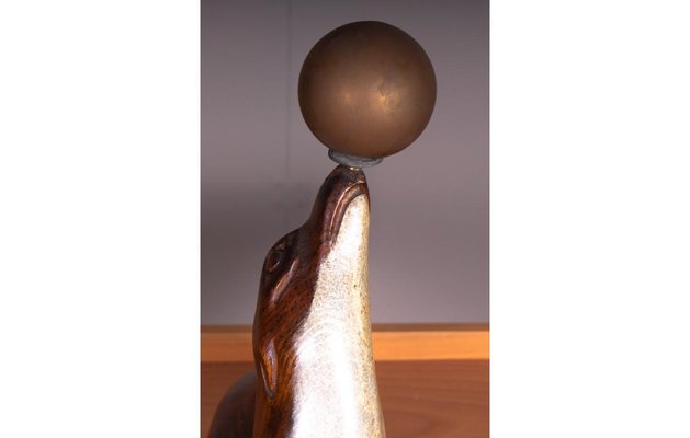 Sea Lion Sculpture in Wood & Bronze-SRP-1732815