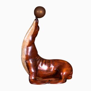 Sea Lion Sculpture in Wood & Bronze-SRP-1732815