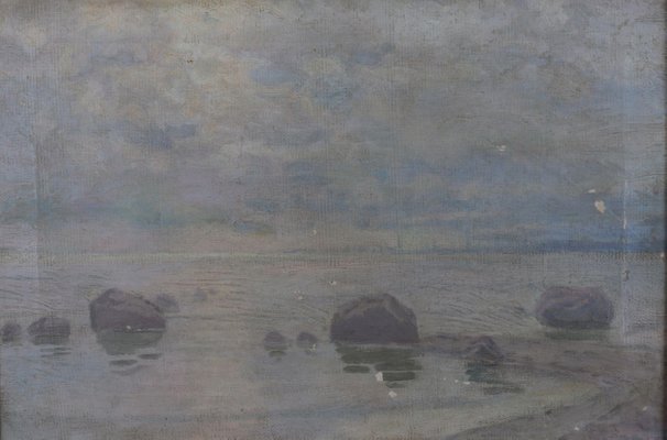 Seascape Near Tallinn, 20th-Century, Oil on Canvas, Framed-WMV-1129397