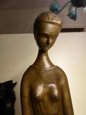 Seated Mother with Child, 1970s, Bronze-AWL-1175265