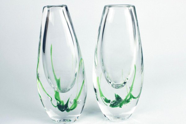 Seaweed Vases by Vicke Lindstrand for Kosta, Set of 2-HYQ-1230715