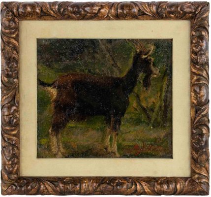 Sebastiano De Albertis, Sheep, Oil Painting, 19th Century, Framed-ZCI-1760542