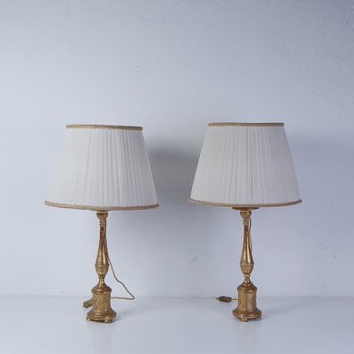 Second Half of the 19th Century Candelabra Gold Leaf Table Lamps, Italy, Set of 2-XSG-1786362