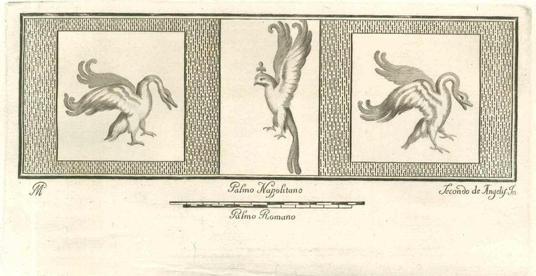 Secondo De Angelis, Birds Pompeian Fresco, Etching, 18th Century-ZCI-1775544