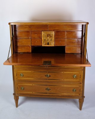 Secretary in Mahogany with Inlaid Wood and Brass Handles, 1790s-UY-1724407