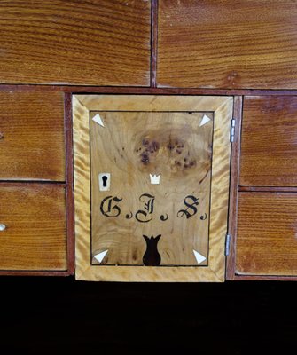 Secretary in Mahogany with Inlaid Wood and Brass Handles, 1790s-UY-1724407