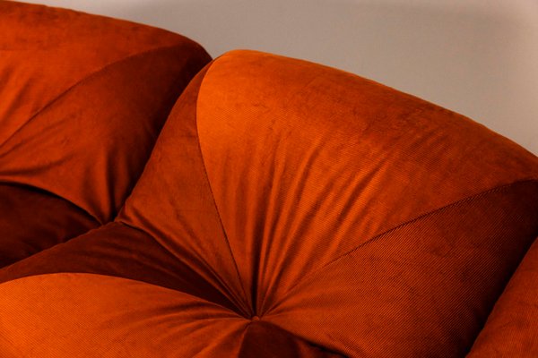 Sectional Sofa Patate in Rusty Orange Fabric by Airborne, 1970s, Set of 7-UQV-2019972