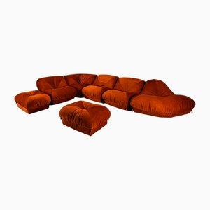 Sectional Sofa Patate in Rusty Orange Fabric by Airborne, 1970s, Set of 7-UQV-2019972