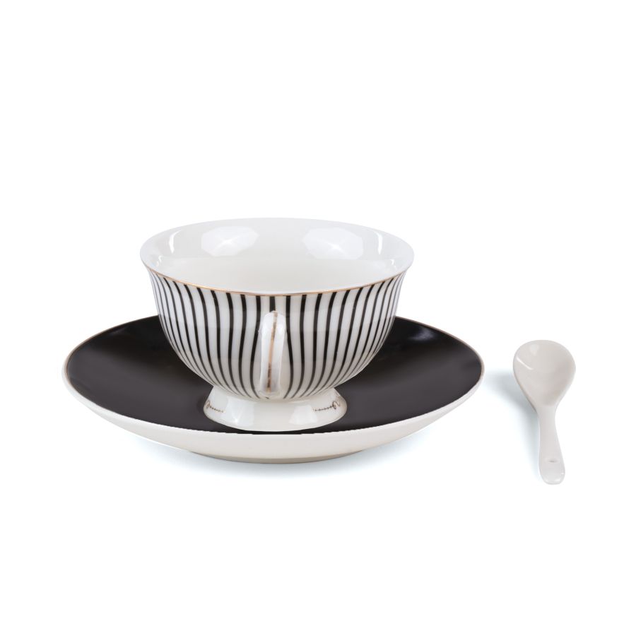 Porcelain Tea cup with saucer and teaspoon Tarin Tacita by Seletti