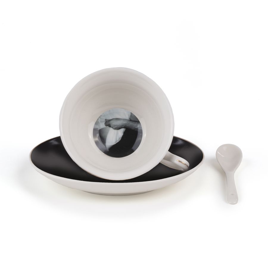 Porcelain Tea cup with saucer and teaspoon Tarin Cerere by Seletti