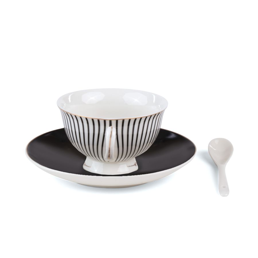 Porcelain Tea cup with saucer and teaspoon Tarin Cerere by Seletti