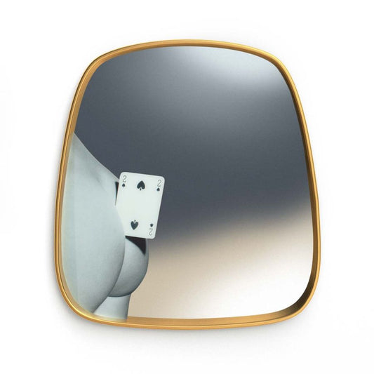 Mirror with Gold Frame Two of Spades by Seletti