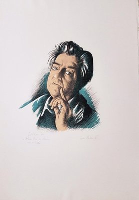 Self-portrait - Original Lithograph - 1970s 1970-ZCI-757562