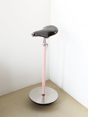 Sella Stool in Pink Metal and Leather by A. Castiglioni for Zanotta, 1960s-1970s-RD-1780785