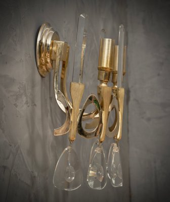 Semi Circular Gold and Glass Wall Light by Gaetano Sciolari, 1960s-UH-1143960