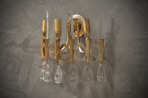 Semi Circular Gold and Glass Wall Light by Gaetano Sciolari, 1960s-UH-1143962