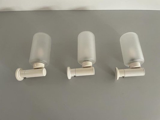 Semi-Transparent Glass and White Metal Sconces, Germany, 1960s, Set of 3-RDS-1738285