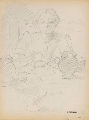 Serge Fontinsky, Portrait, Pencil, Mid-20th Century-ZCI-874832