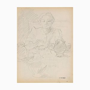 Serge Fontinsky, Portrait, Pencil, Mid-20th Century-ZCI-874832