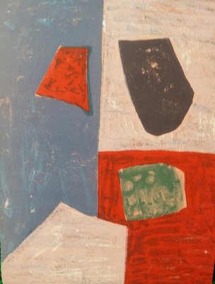 Serge Poliakoff, Pink, Red and Blue Composition, 1958, Original Lithograph-KHH-1199722