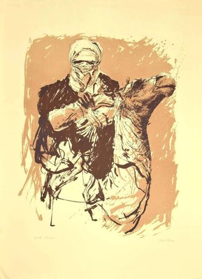 Sergio Barletta, Camel, Lithograph on Cardboard, 1980s-ZCI-845003