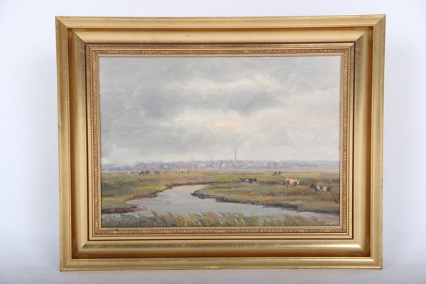 Sergius Frost, City of Tarm, Denmark, 1950s, Oil on Canvas, Framed-DQ-1294895