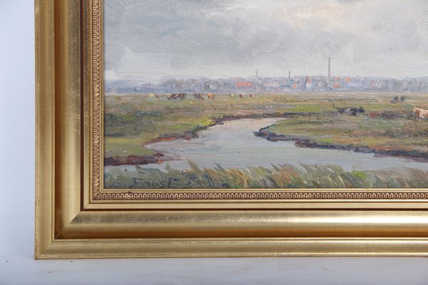 Sergius Frost, City of Tarm, Denmark, 1950s, Oil on Canvas, Framed-DQ-1294895